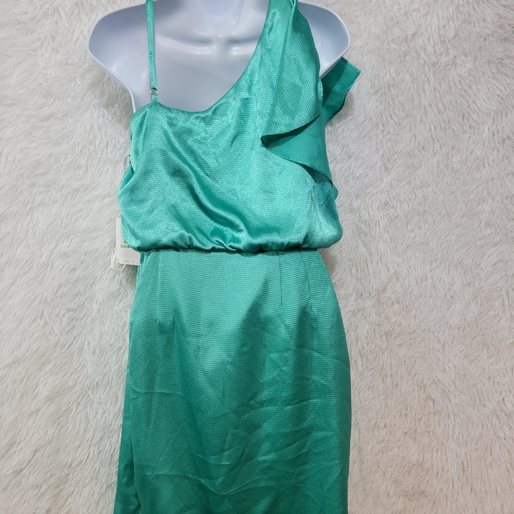 Calvin Klein One-Shoulder Spearmint Green Dress Size 8 - Picture 10 of 10
